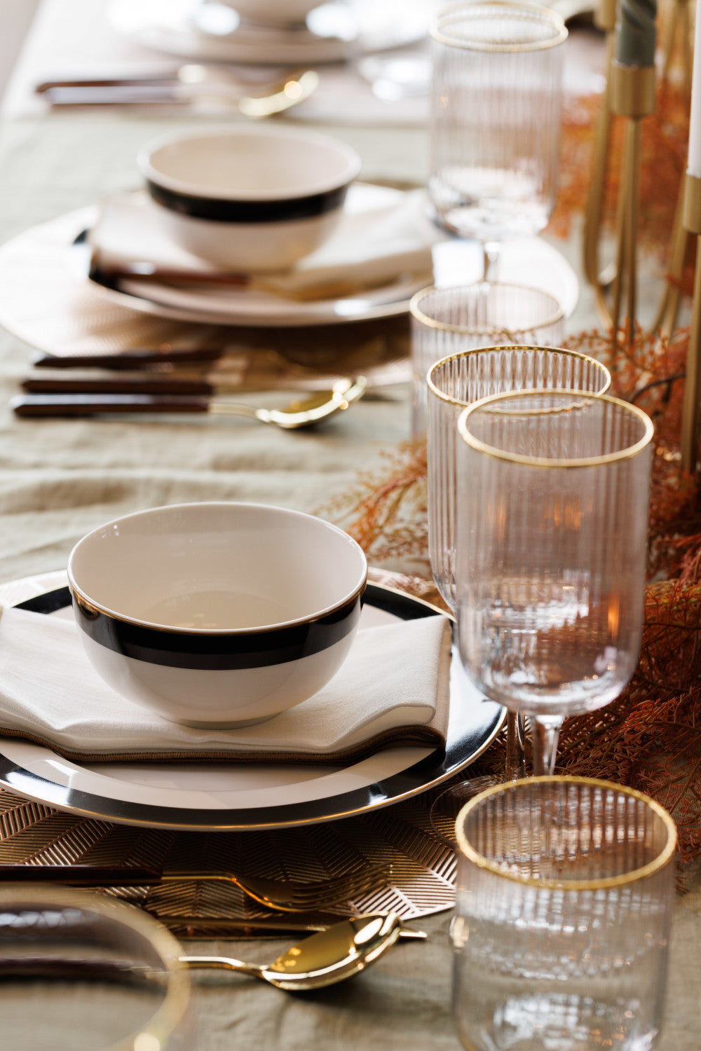Mikasa Luxe Deco Fine China Dinner Plate Set 4 Piece 28cm