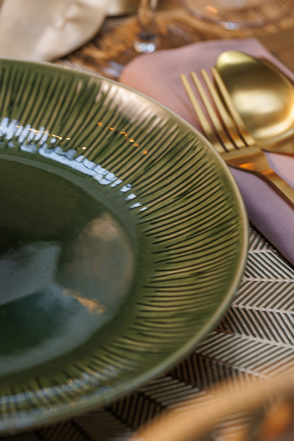 Mikasa Jardin Stoneware Dinner Plate Set 4 Piece 27cm (Green)