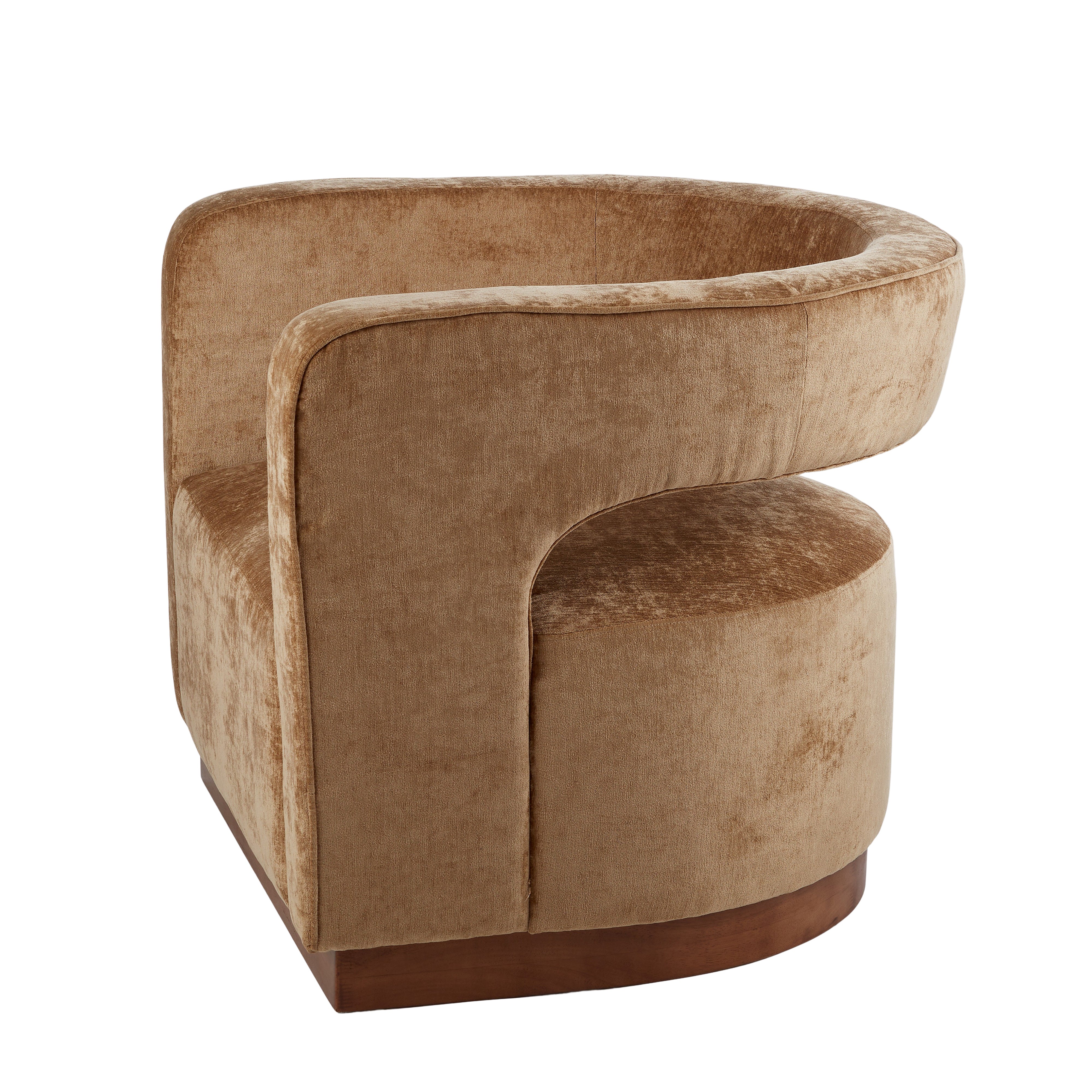 Grand Designs Gold Aged Velvet Armchair Gold & Walnut