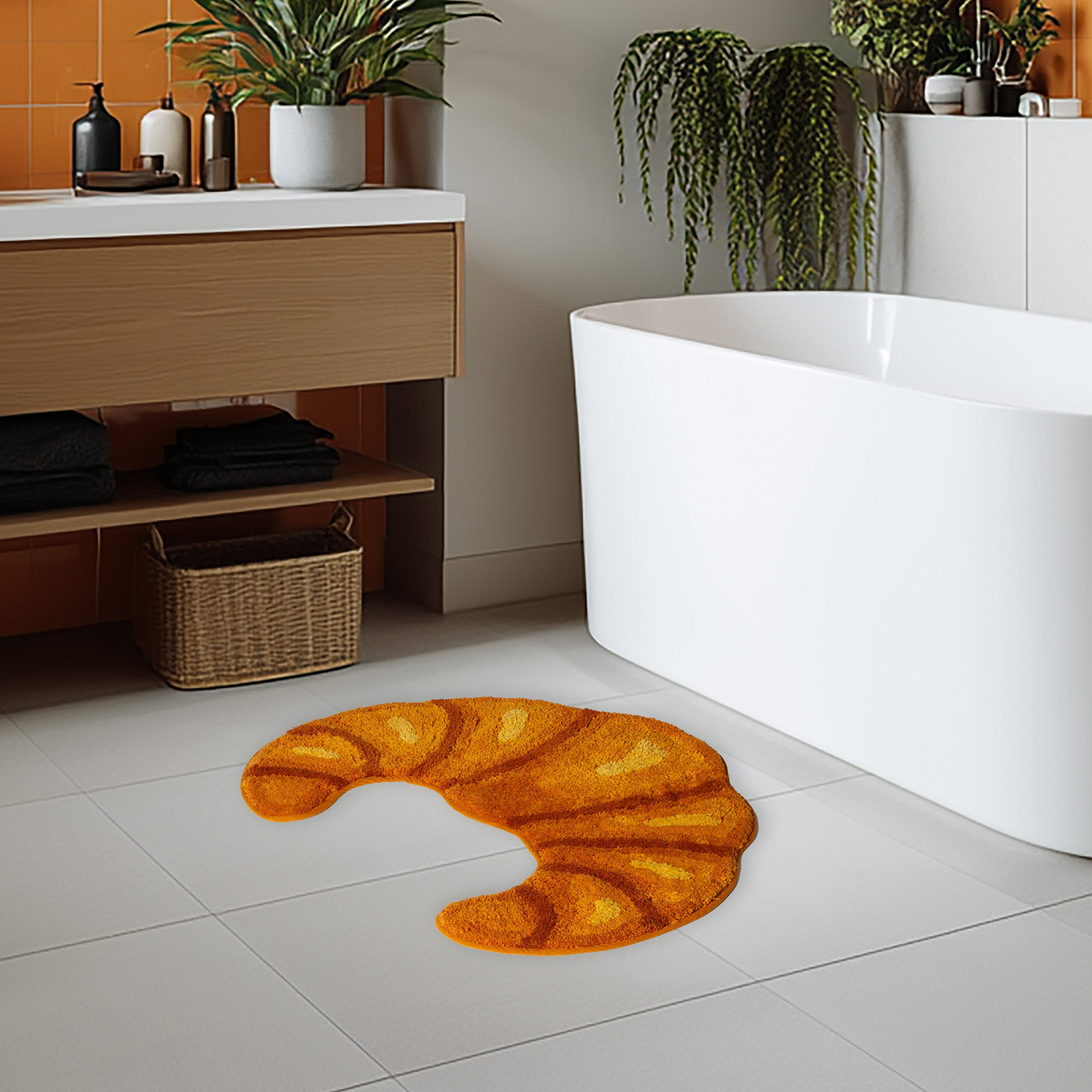 Kikkerland Croissant Bath Rug Brown