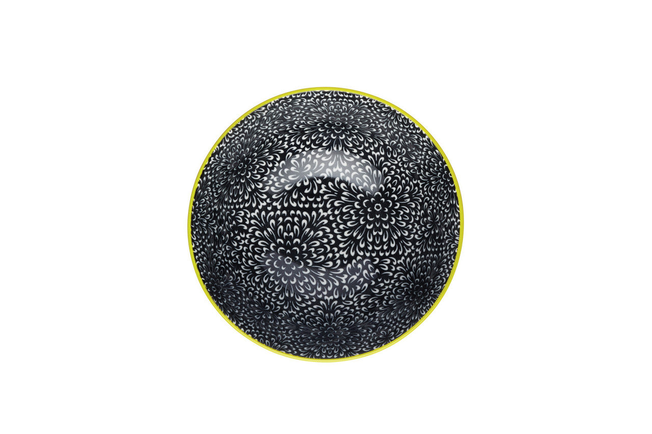 Mikasa Glazed Stoneware Bowl 15.5cm (Black Floral)