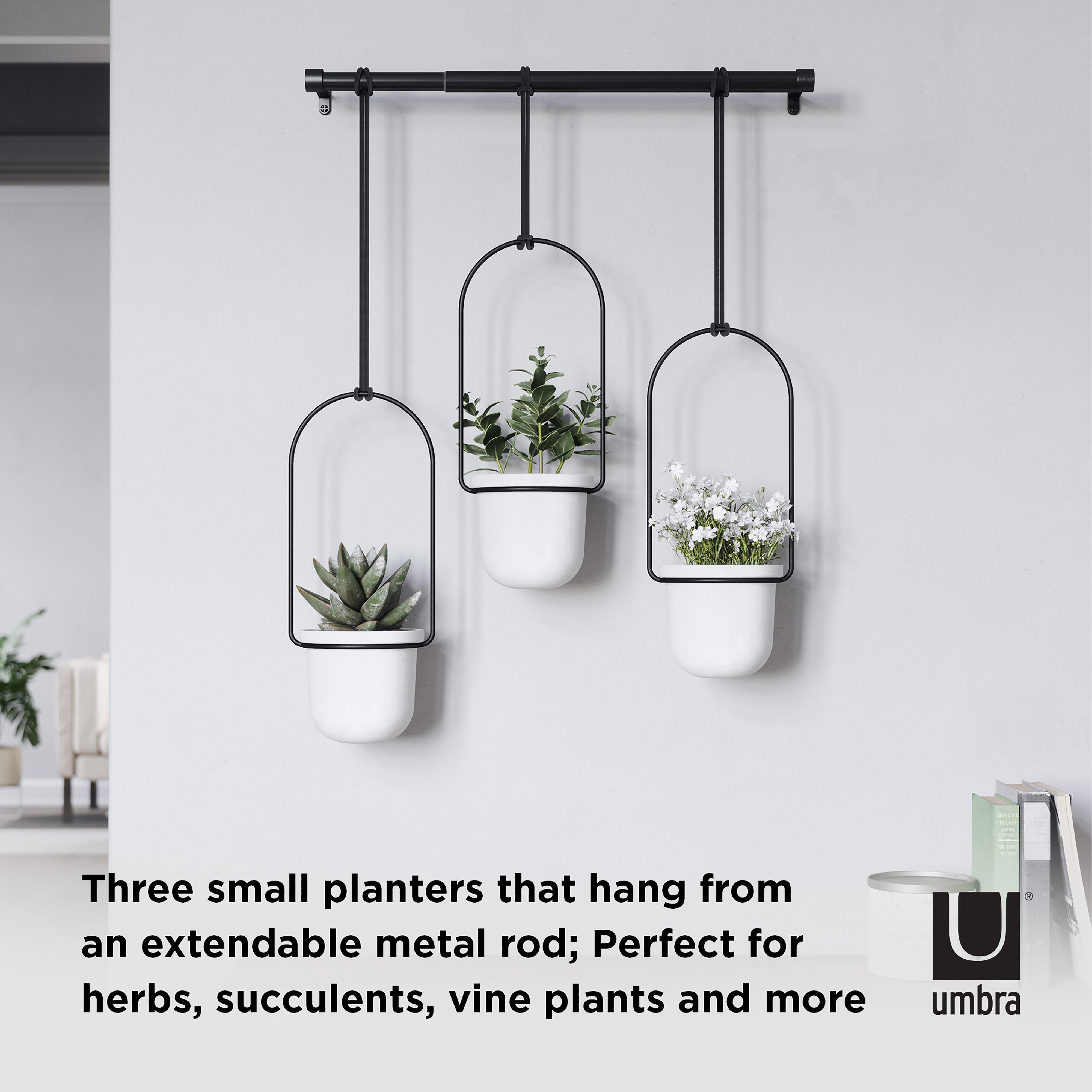 Umbra Triflora Hanging Planter White & Black
