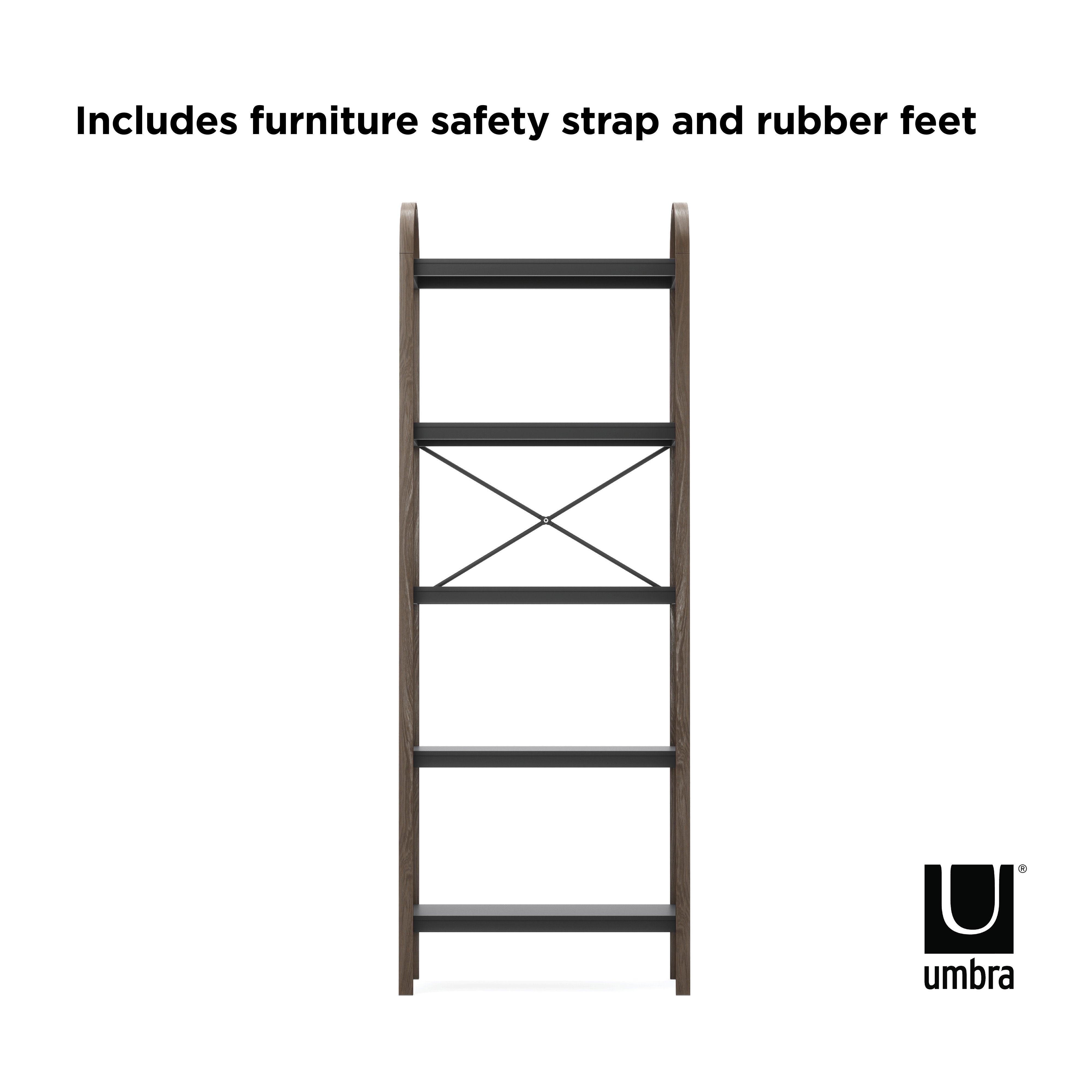 Umbra Bellwood Freestanding Shelf 5 Tier Black & Walnut