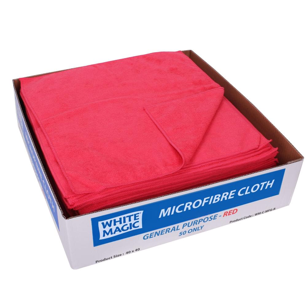 White Magic Commercial Microfibre General Purpose Cloth Red