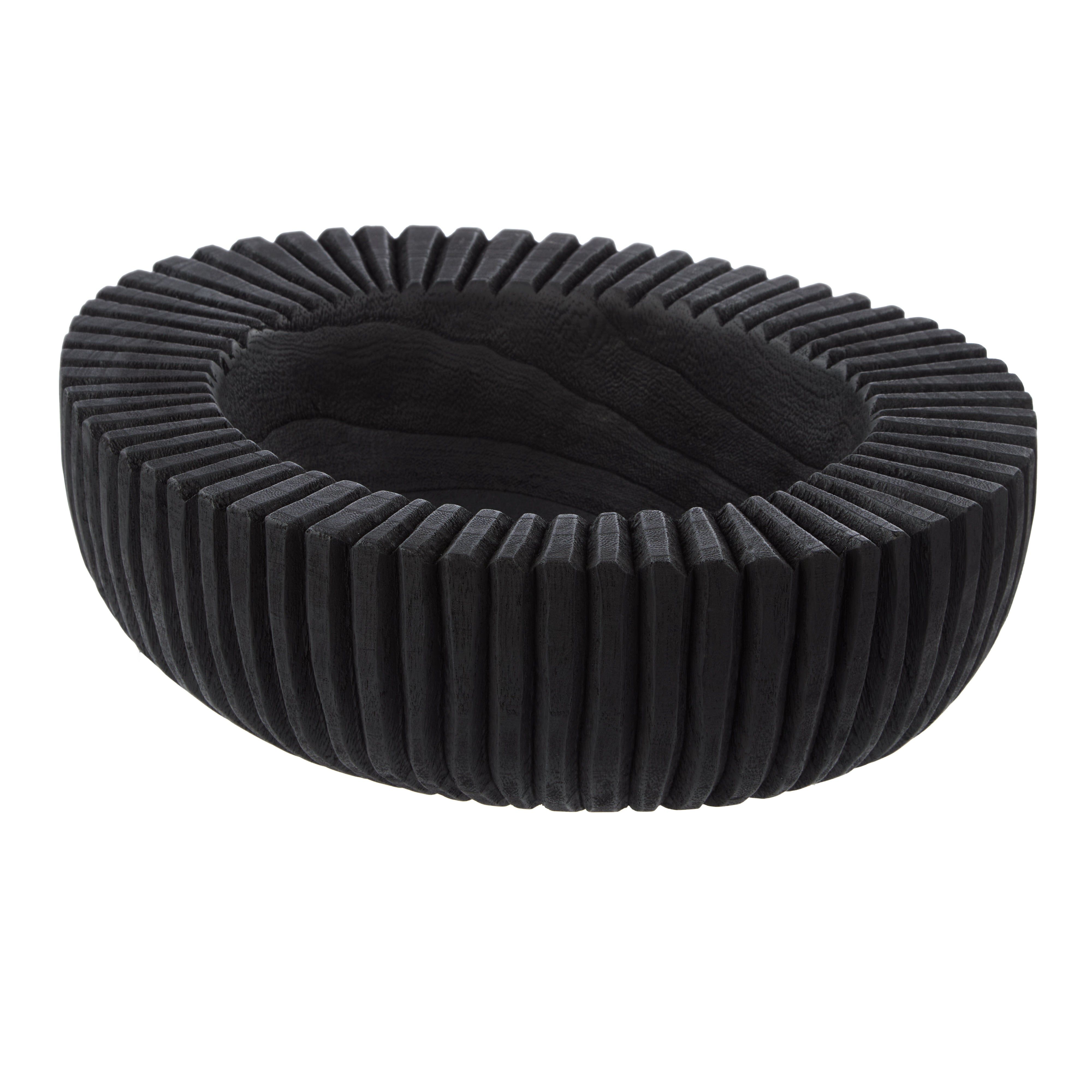 Amalfi Picton Ribbed Timber Bowl Black