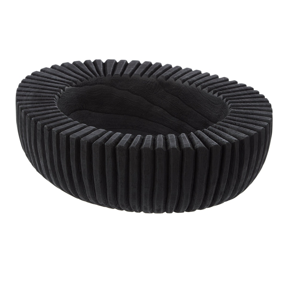 Amalfi Picton Ribbed Timber Bowl Black