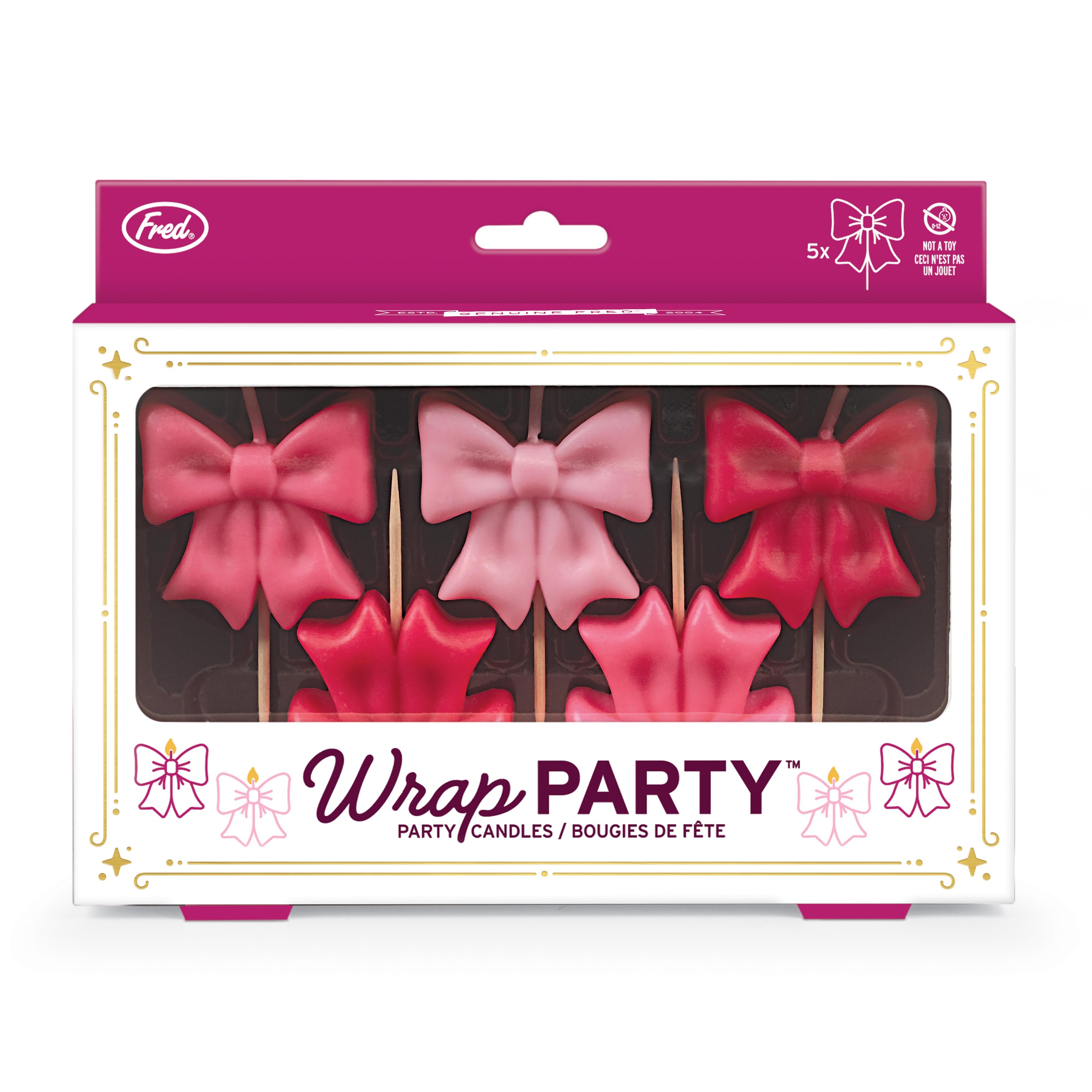 Fred Wrap Party Birthday Candles 5 Piece Set Pink