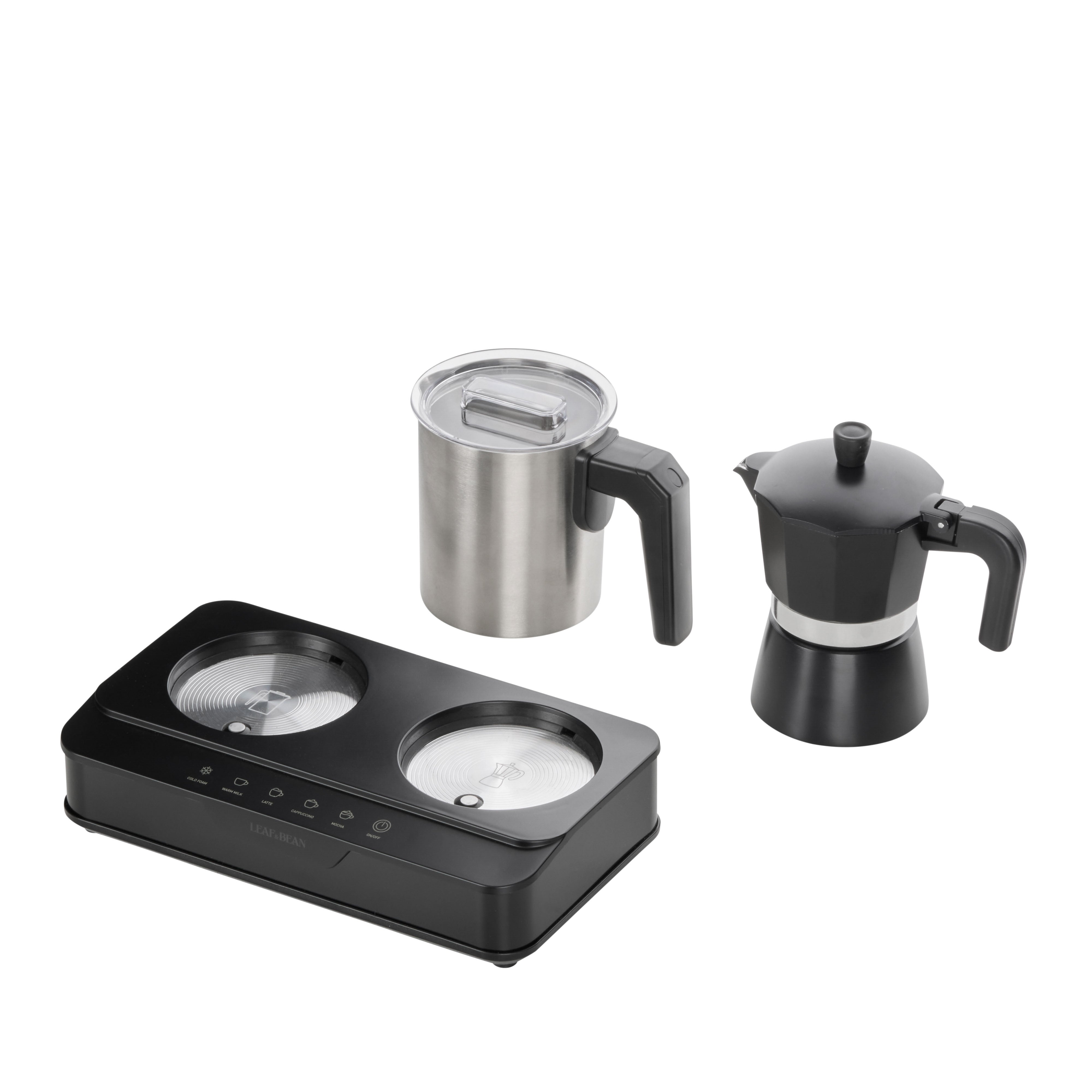 Leaf & Bean Electric Espresso Maker With Milk Frother & Warmer 1200W Black