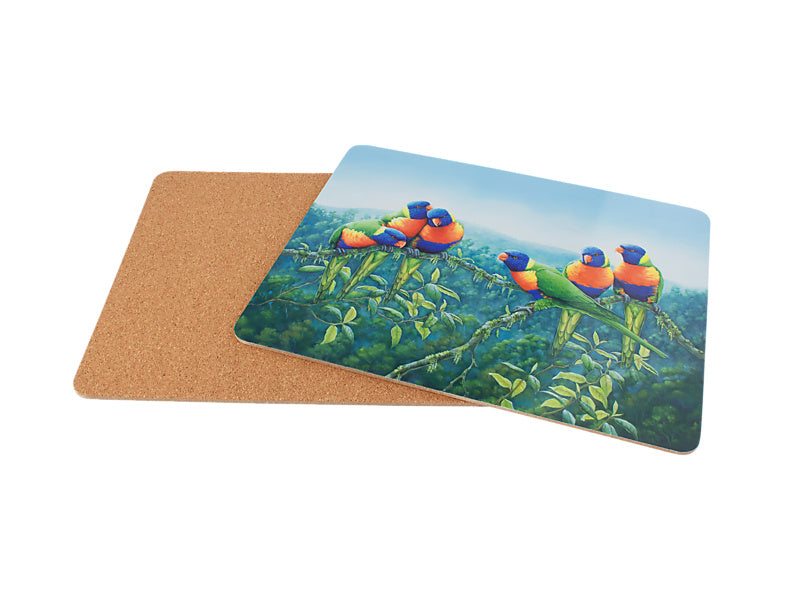 Maxwell & Williams Birds of Australia KC 10yr Anniversary Cork Back Placemat 34 x 26.5cm Assorted 4 Piece