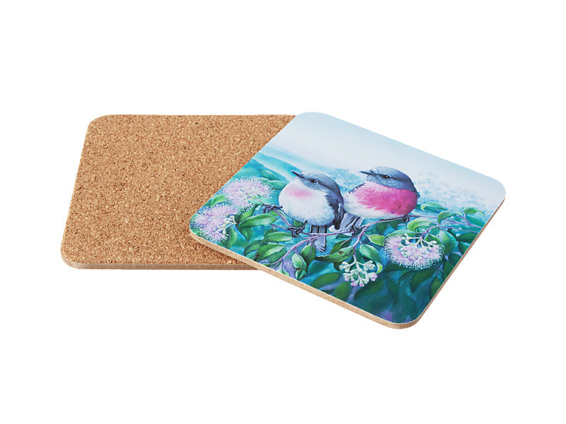 Maxwell & Williams Birds of Australia KC 10yr Anniversary Cork Back Coaster 10.5cm Assorted 4 Piece