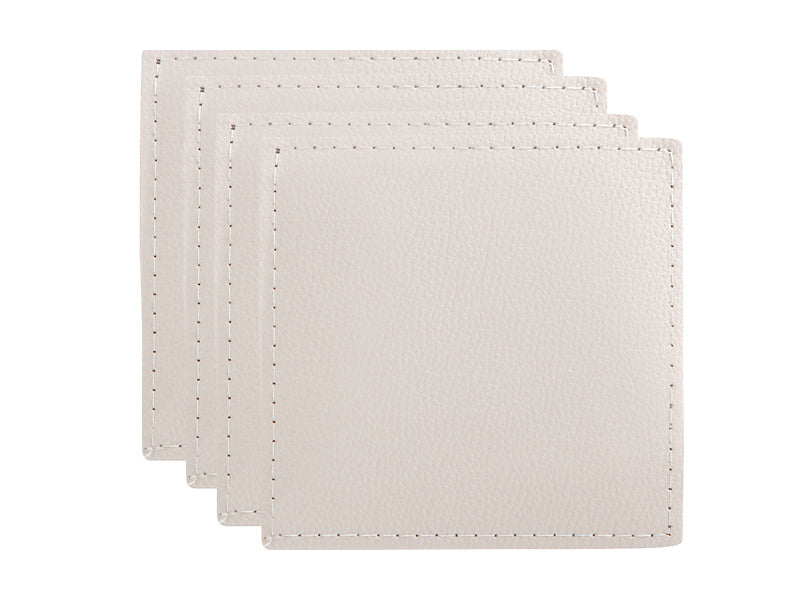 Maxwell & Williams Table Accents Leather Look Cowhide Coaster 10 x 10cm Ivory 4 Piece