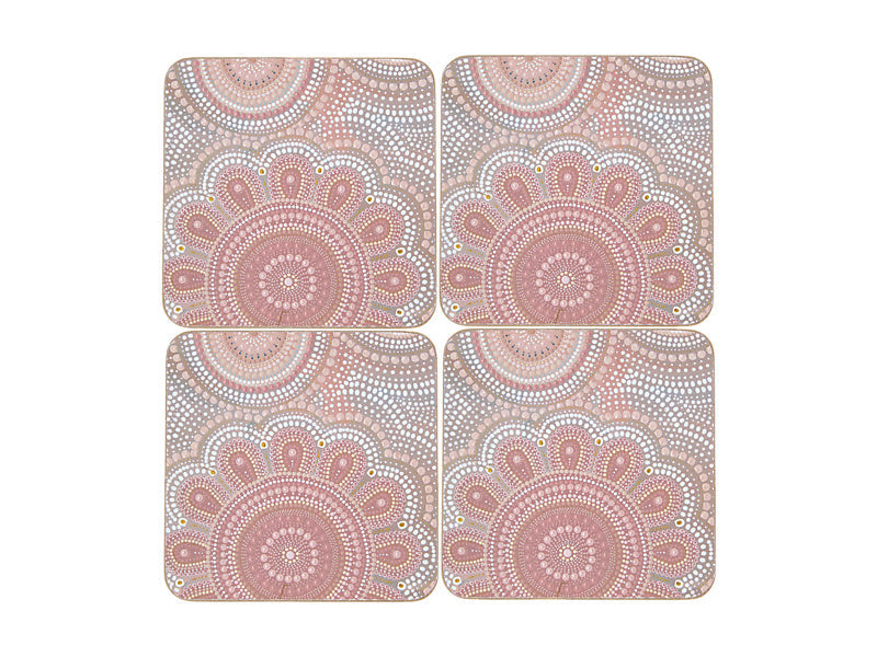 Maxwell & Williams Lou Martin Uplift Cork Back Coaster Pink 10.5cm 4 Piece