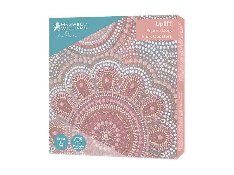 Maxwell & Williams Lou Martin Uplift Cork Back Coaster Pink 10.5cm 4 Piece