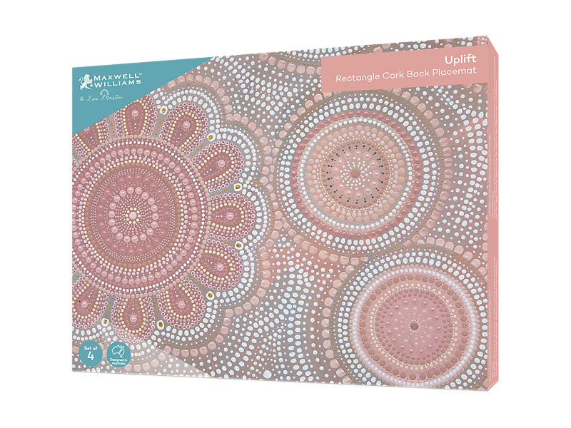Maxwell & Williams Lou Martin Uplift Cork Back Placemat Pink 34 x 26.5cm 4 Piece
