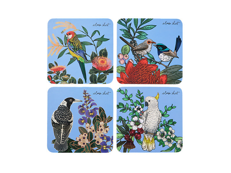 Maxwell & Williams Eloise Short Native Grace Cork Back Coaster Assorted 10.5cm 4 Piece