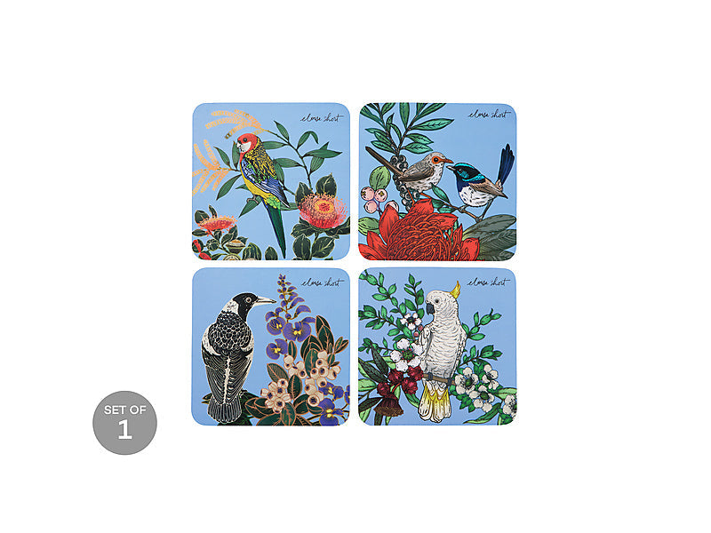 Maxwell & Williams Eloise Short Native Grace Cork Back Coaster Assorted 10.5cm 4 Piece