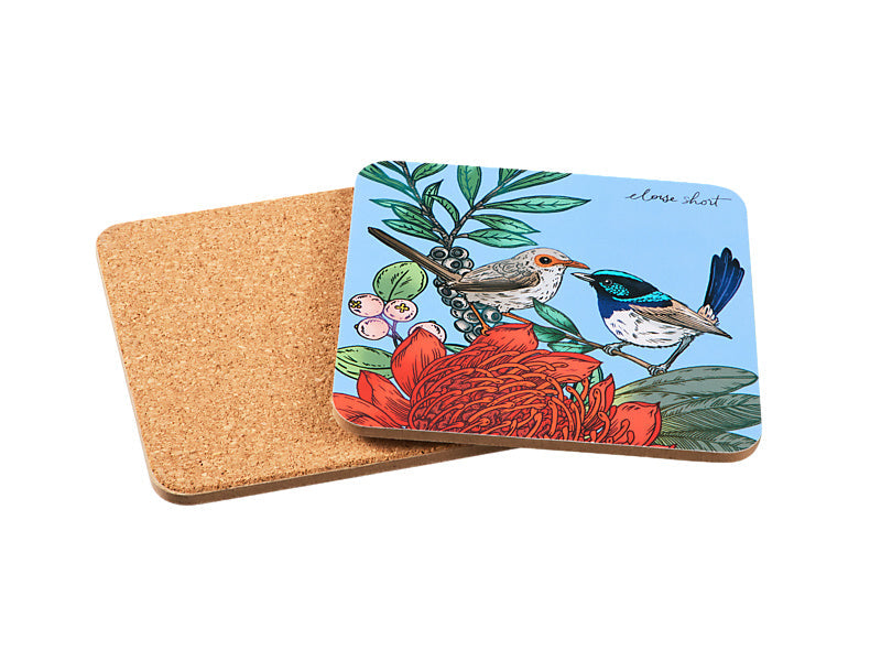Maxwell & Williams Eloise Short Native Grace Cork Back Coaster Assorted 10.5cm 4 Piece