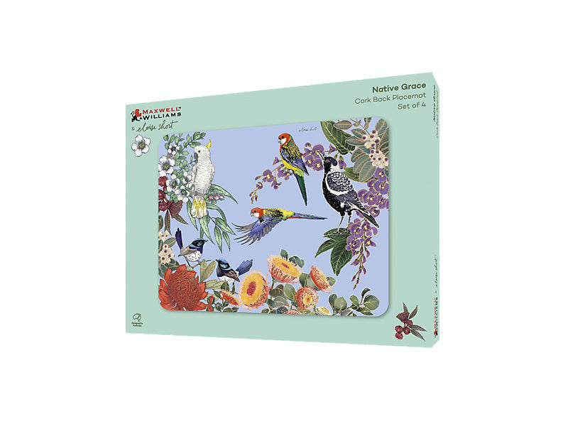 Maxwell & Williams Eloise Short Native Grace Cork Back Placemat 34 x 26.5cm 4 Piece