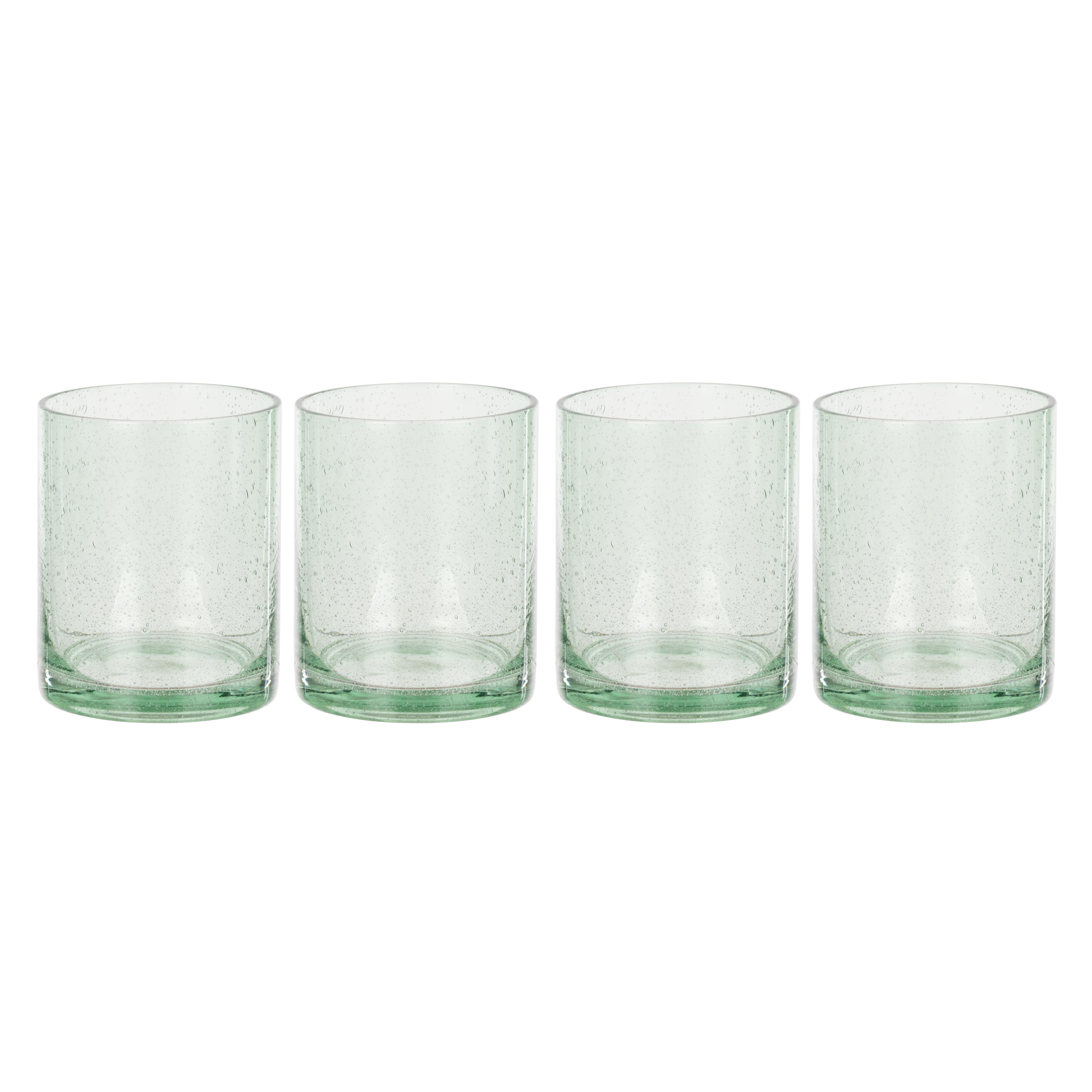 Davis & Waddell Saltara Bubble Glass Tumblers 350ml 4 Piece Set Green