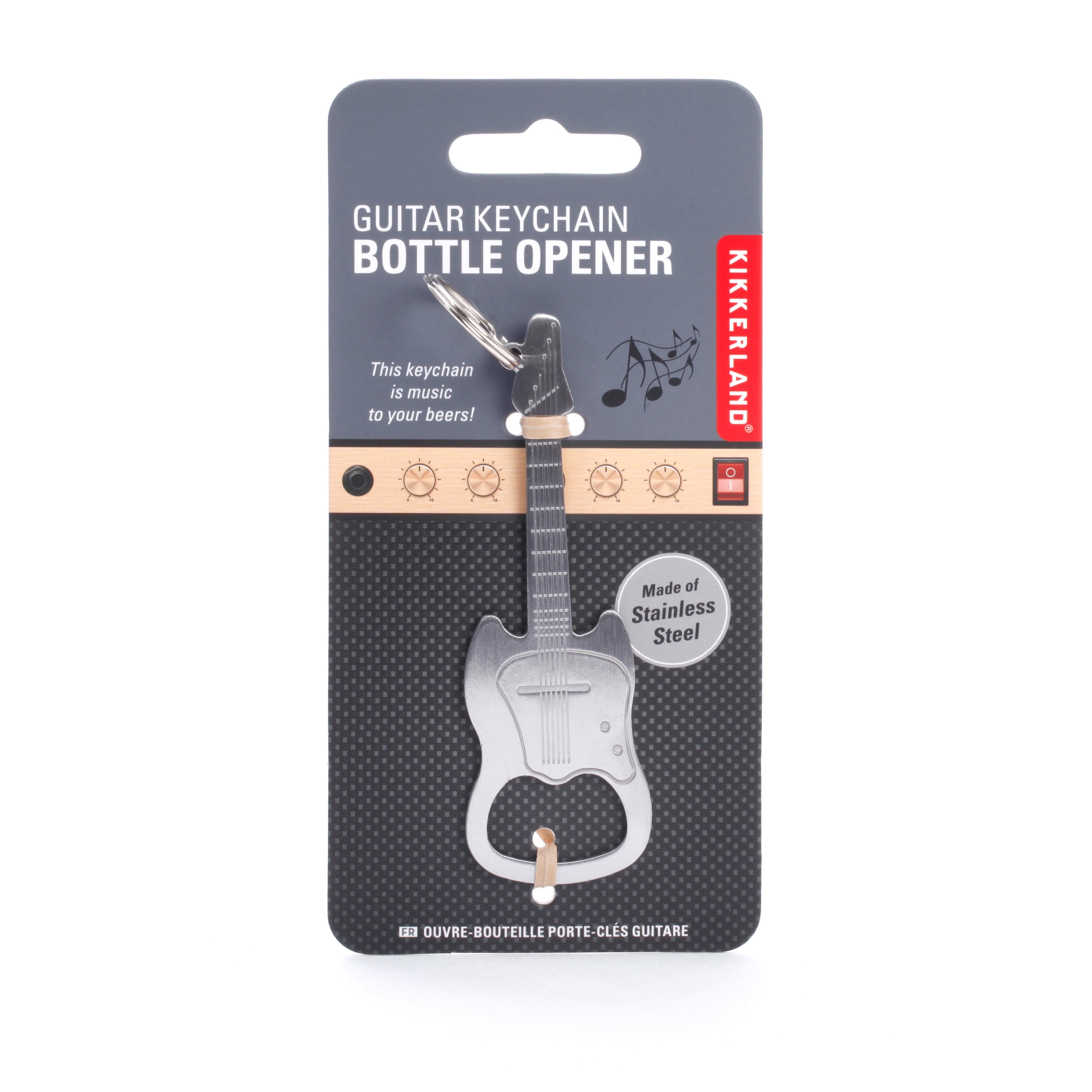 Kikkerland Guitar Keychain Bottle Opener Silver