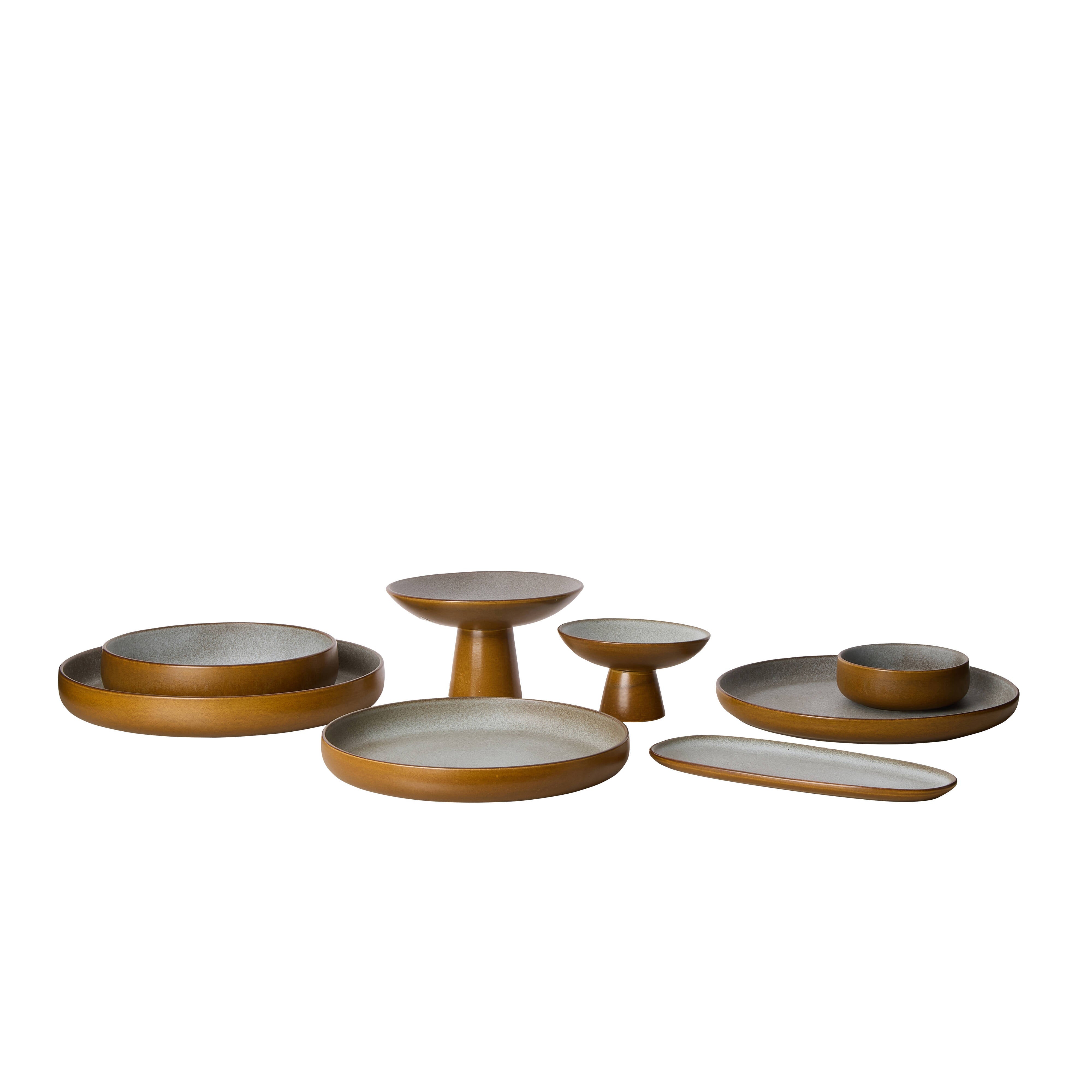 Davis & Waddell Rafe Footed Serving Bowl 21x21x12cm Grey & Brown