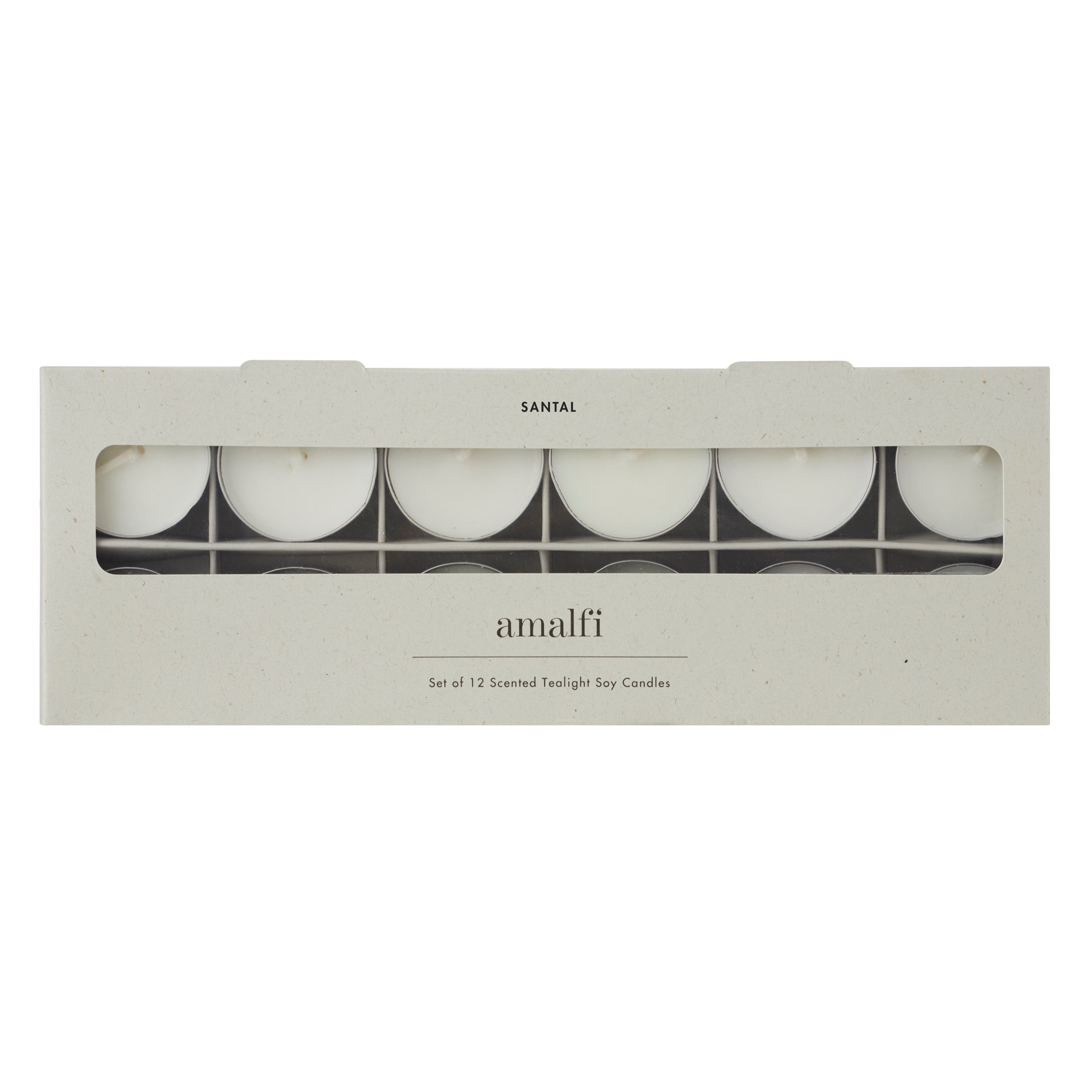 Amalfi Santal Scented Tealight Candles 12 Piece Set Taupe