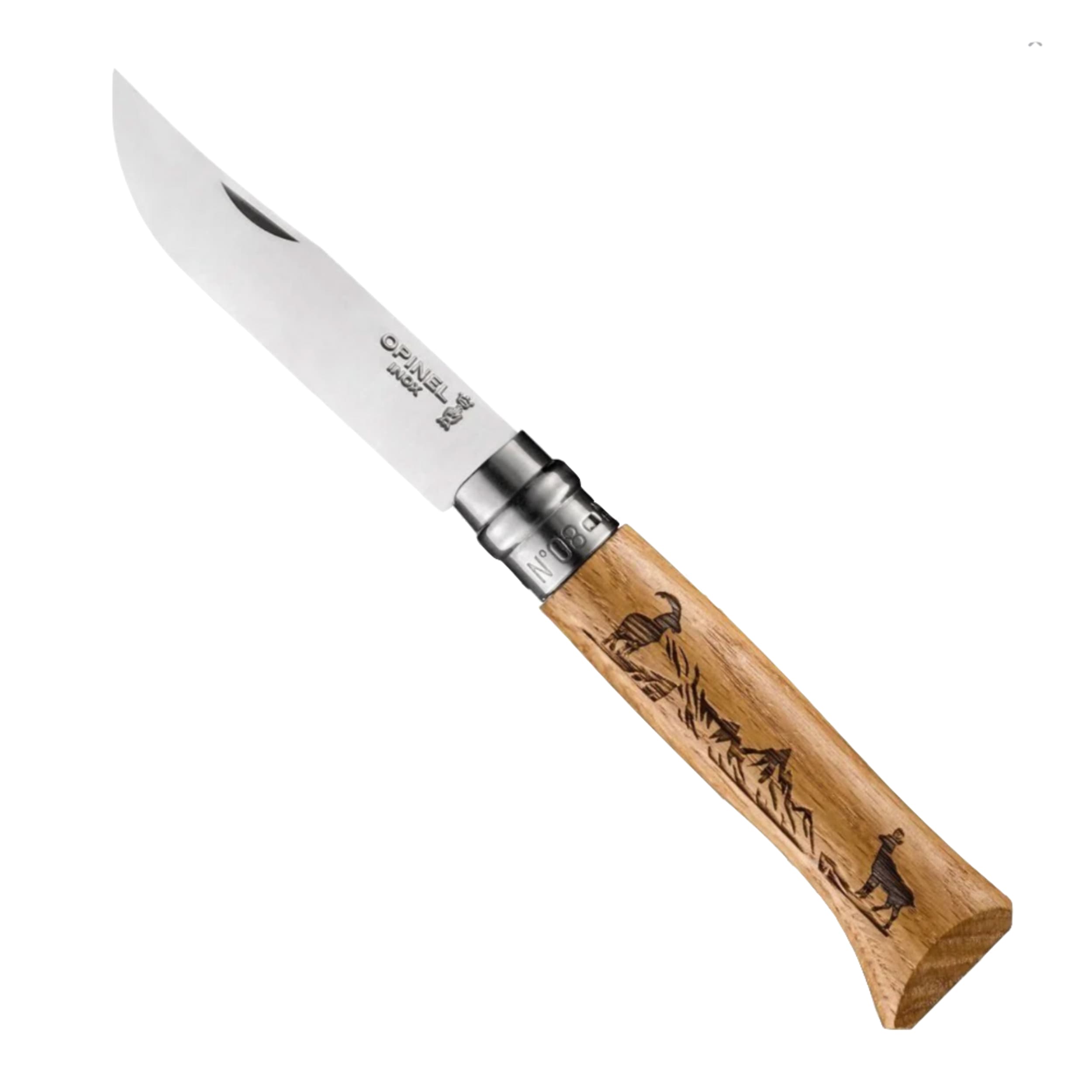 Opinel Animalia No.08 Engraved Oak Folding Knife Chamois