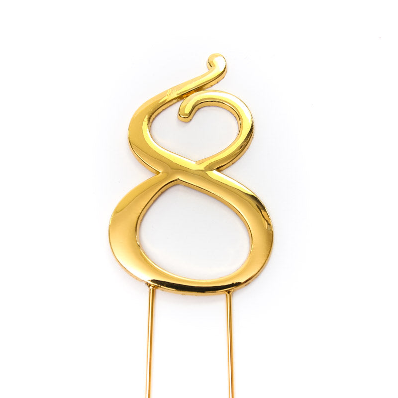 Cake & Candle Cake Topper Number 8 Gold 7cm