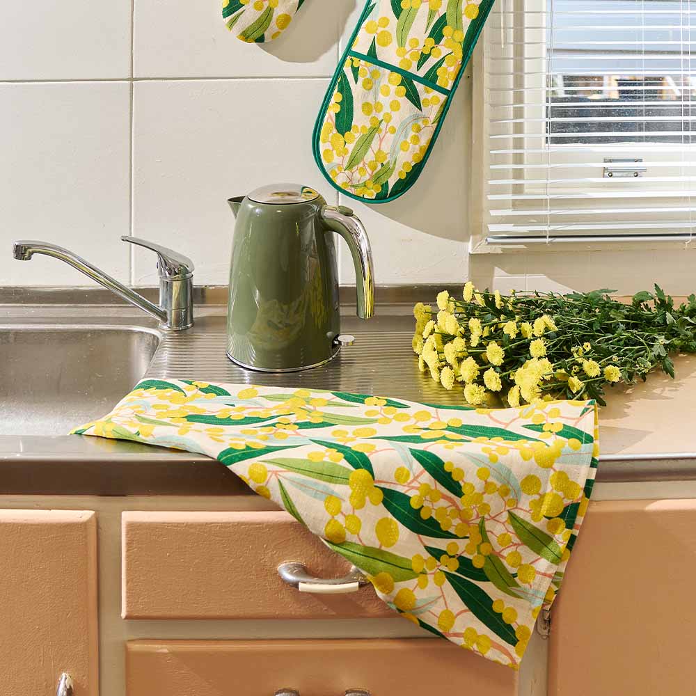 Annabel Trends Linen Cotton Tea Towel Golden Wattle