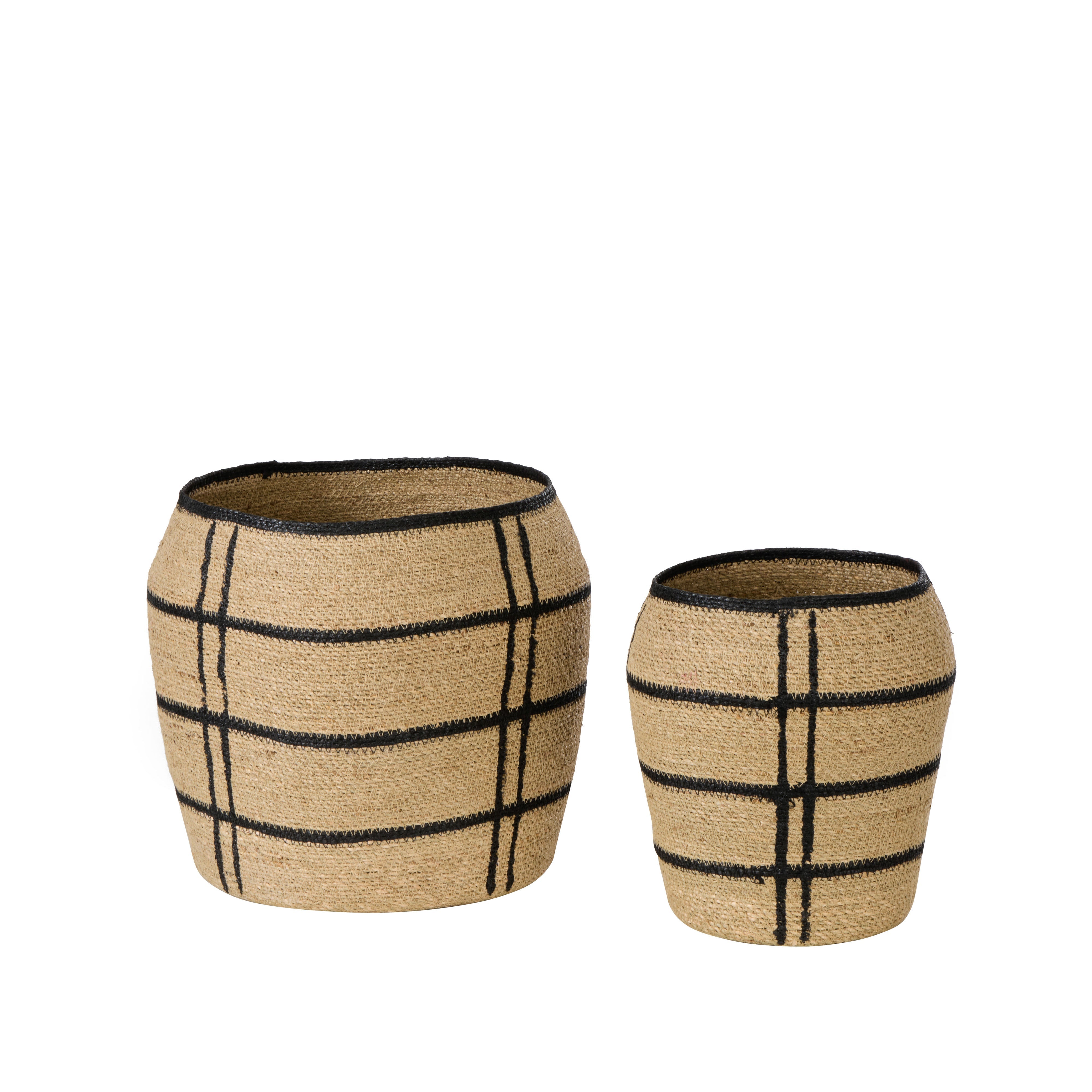 Amalfi Trace Baskets 2 Piece Set Natural & Black