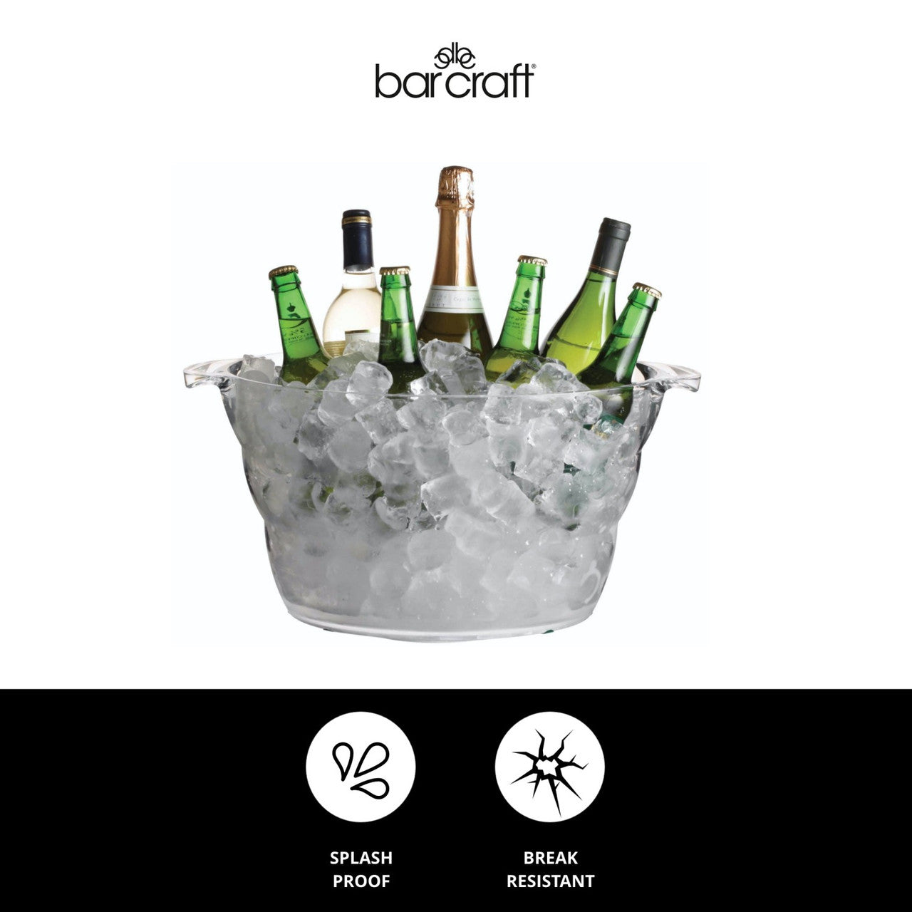 BarCraft Acrylic Large Oval Drinks Pail & Cooler