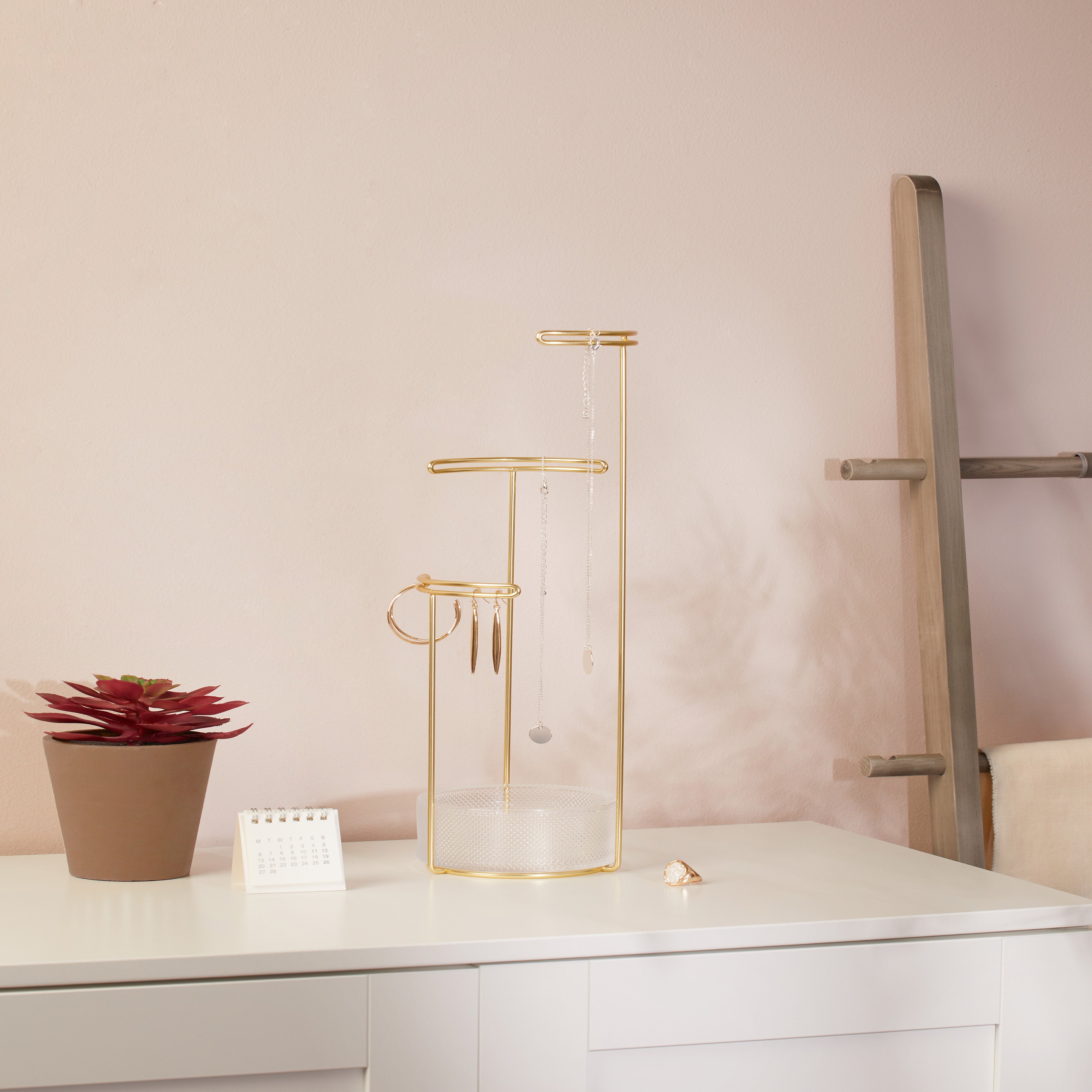 Umbra Tesora Jewellery Stand Glass & Brass