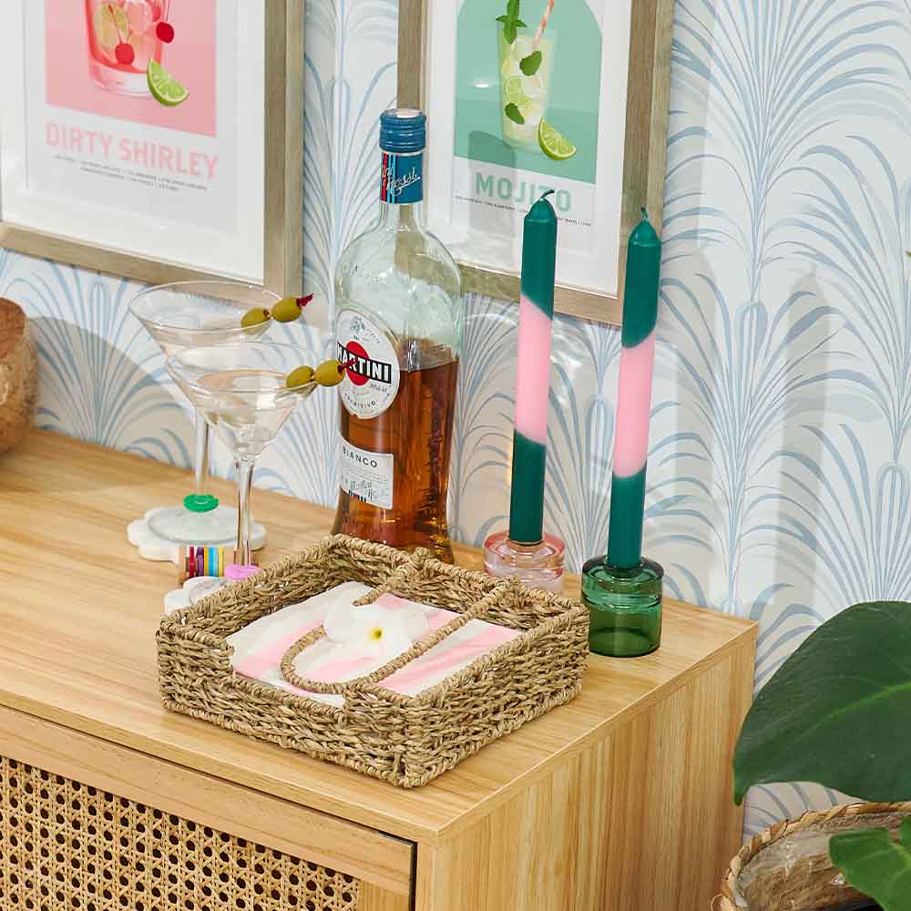 Annabel Trends Glass Candle Holder Dark Pink