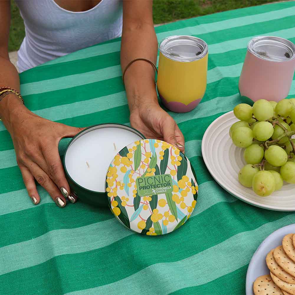 Annabel Trends Cotton Tablecloth Green Stripe Medium 140cm x 240cm