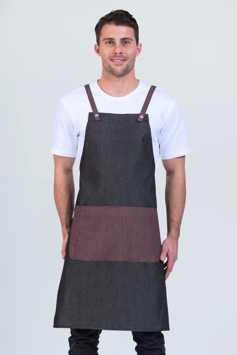 Aussie Chef Grey Combo Bib Apron - Wine