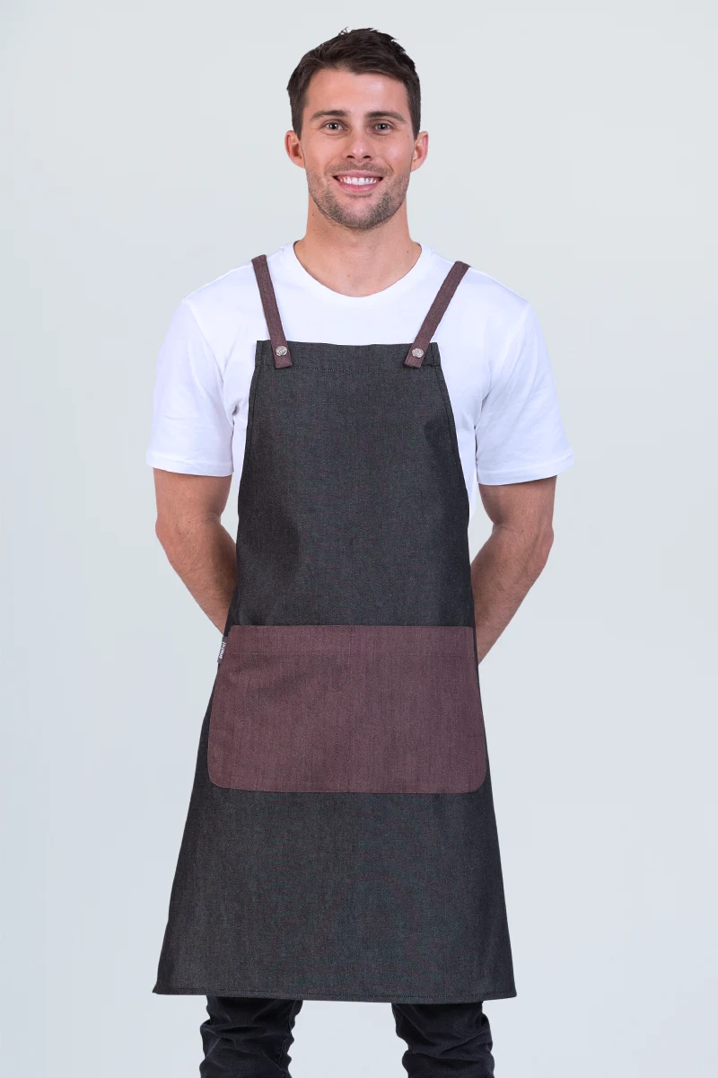 Aussie Chef Grey Combo Bib Apron - Wine
