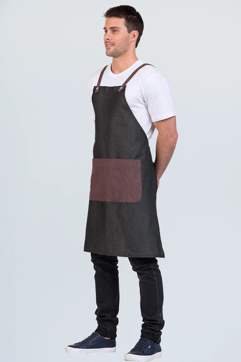 Aussie Chef Grey Combo Bib Apron - Wine