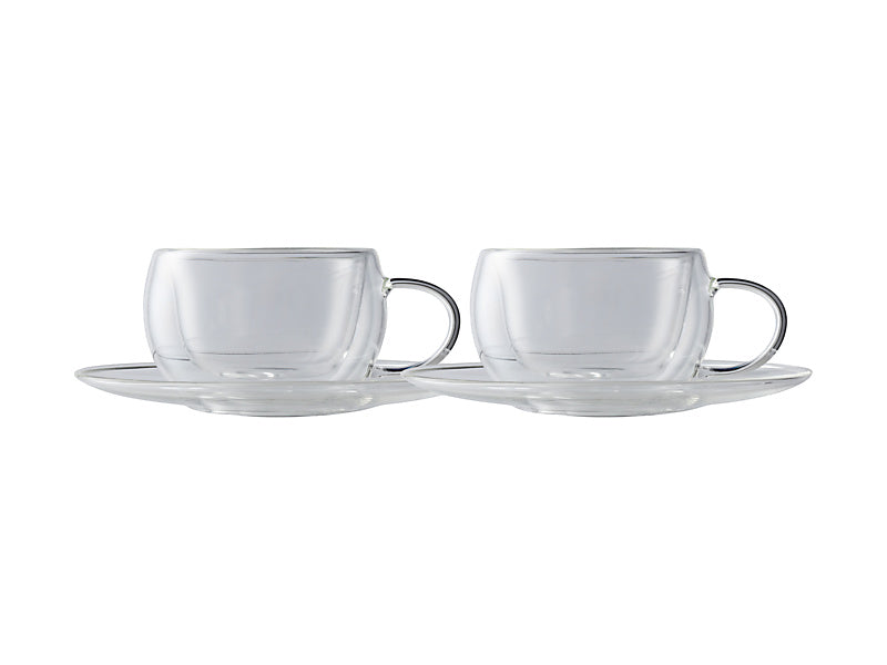 Maxwell & Williams Blend Double Wall Cup & Saucer 80ml Clear 2 Piece