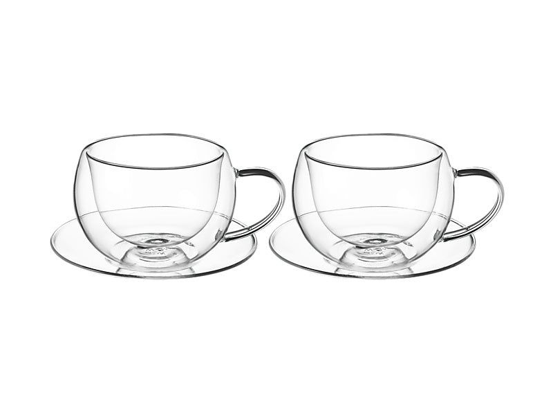 Maxwell & Williams Blend Double Wall Cup & Saucer 270ml Clear 2 Piece