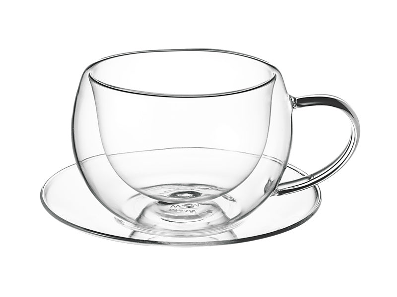 Maxwell & Williams Blend Double Wall Cup & Saucer 270ml Clear 2 Piece