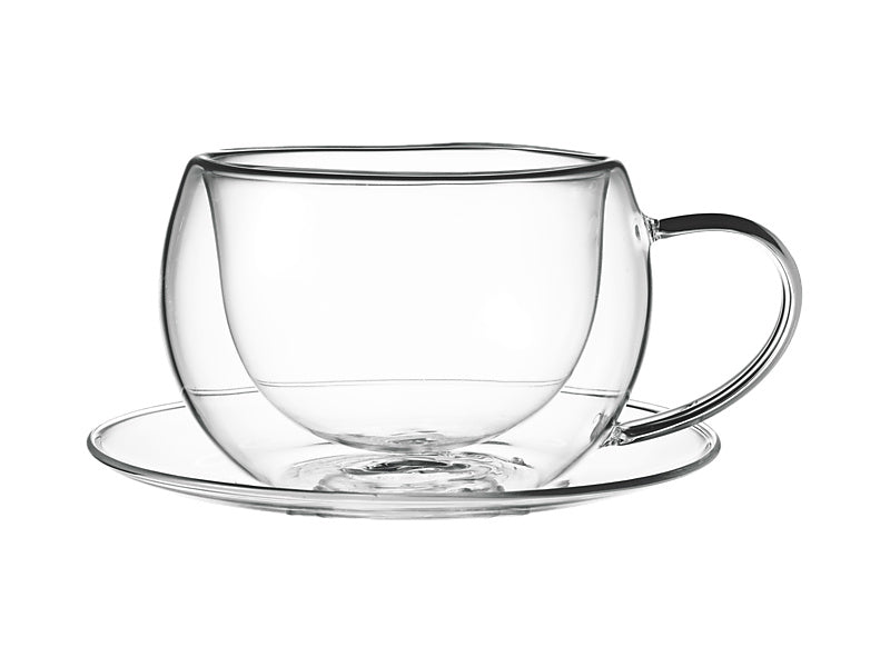 Maxwell & Williams Blend Double Wall Cup & Saucer 270ml Clear 2 Piece