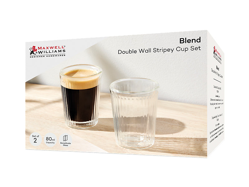 Maxwell & Williams Blend Stripey Double Wall Cup Set 2 Clear 250ml