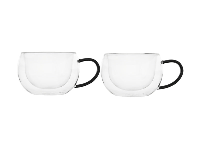 Maxwell & Williams Blend Noir Double Wall Glass Mug Clear 270ml 2 Piece