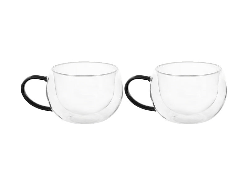Maxwell & Williams Blend Noir Double Wall Glass Mug Clear 270ml 2 Piece