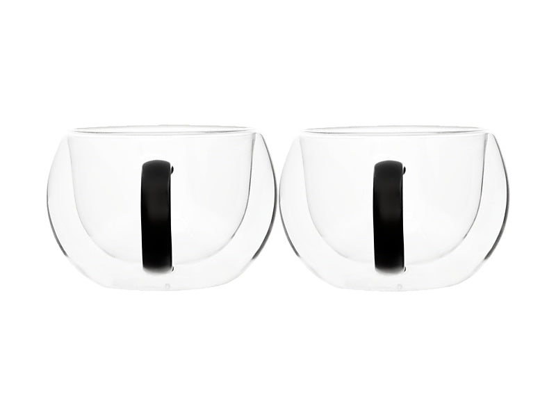 Maxwell & Williams Blend Noir Double Wall Glass Mug Clear 270ml 2 Piece