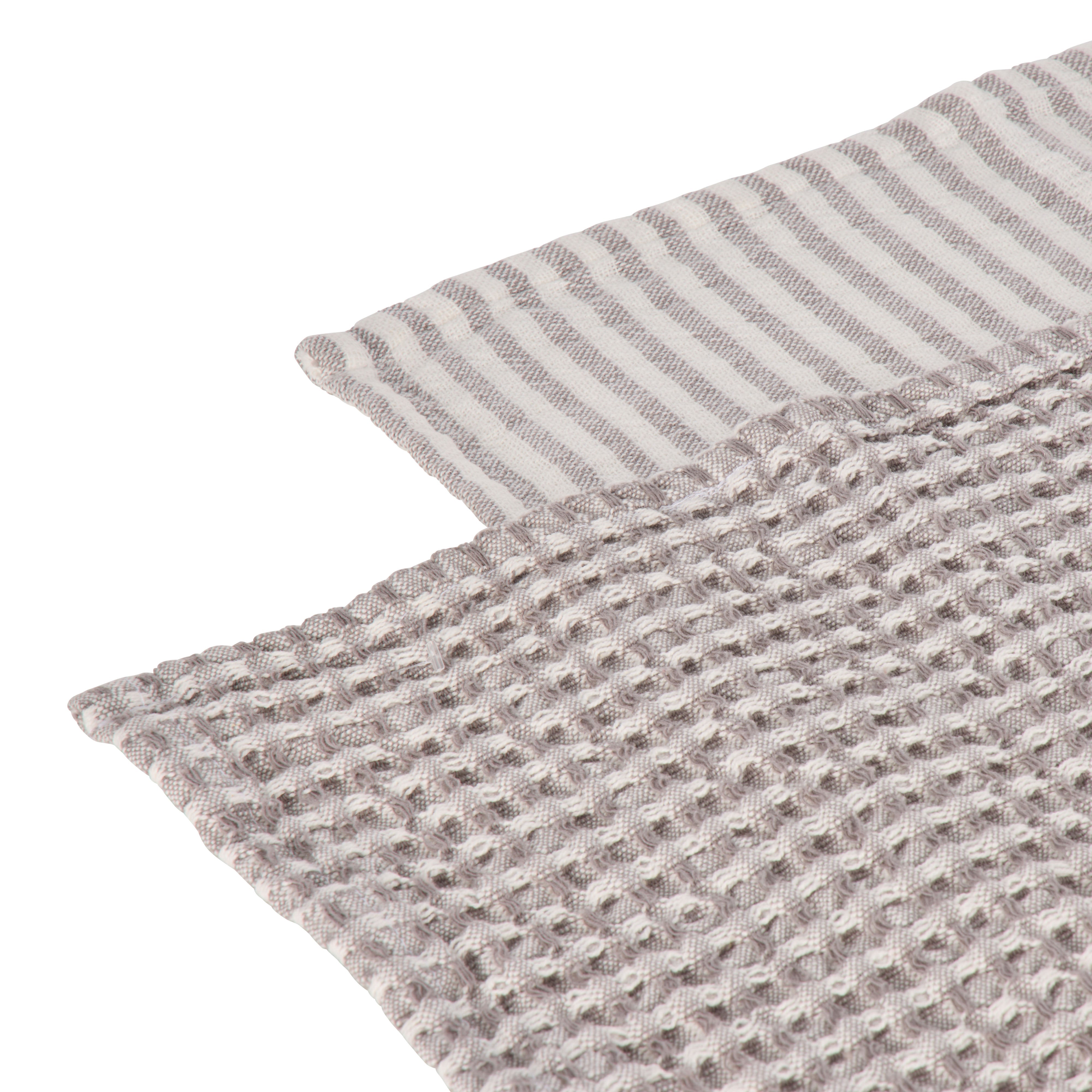 Davis & Waddell Heritage Stripe Cotton Tea Towel 2 Piece Set Grey & White