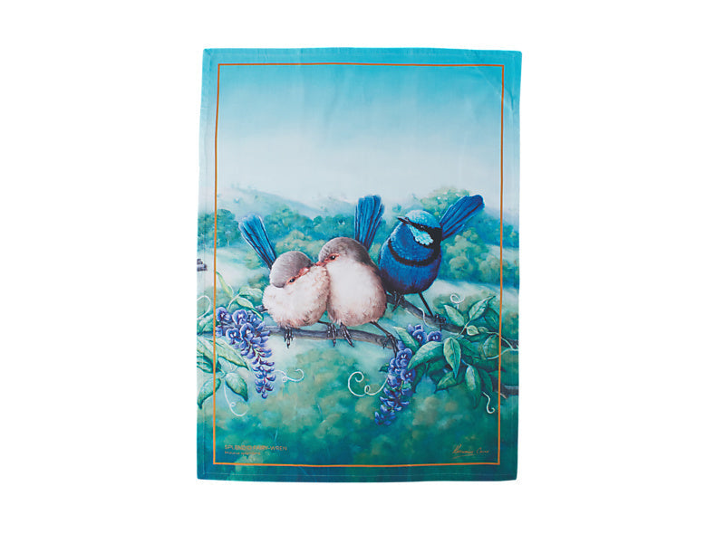 Maxwell & Williams Birds of Australia KC 10yr Anniversary Tea Towel Splendid Fairy Wren 50 x 70cm