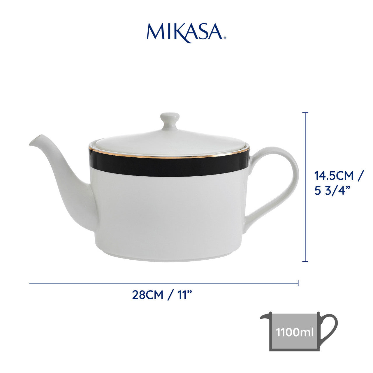 Mikasa Luxe Deco Fine China Infuser Teapot 1.1L