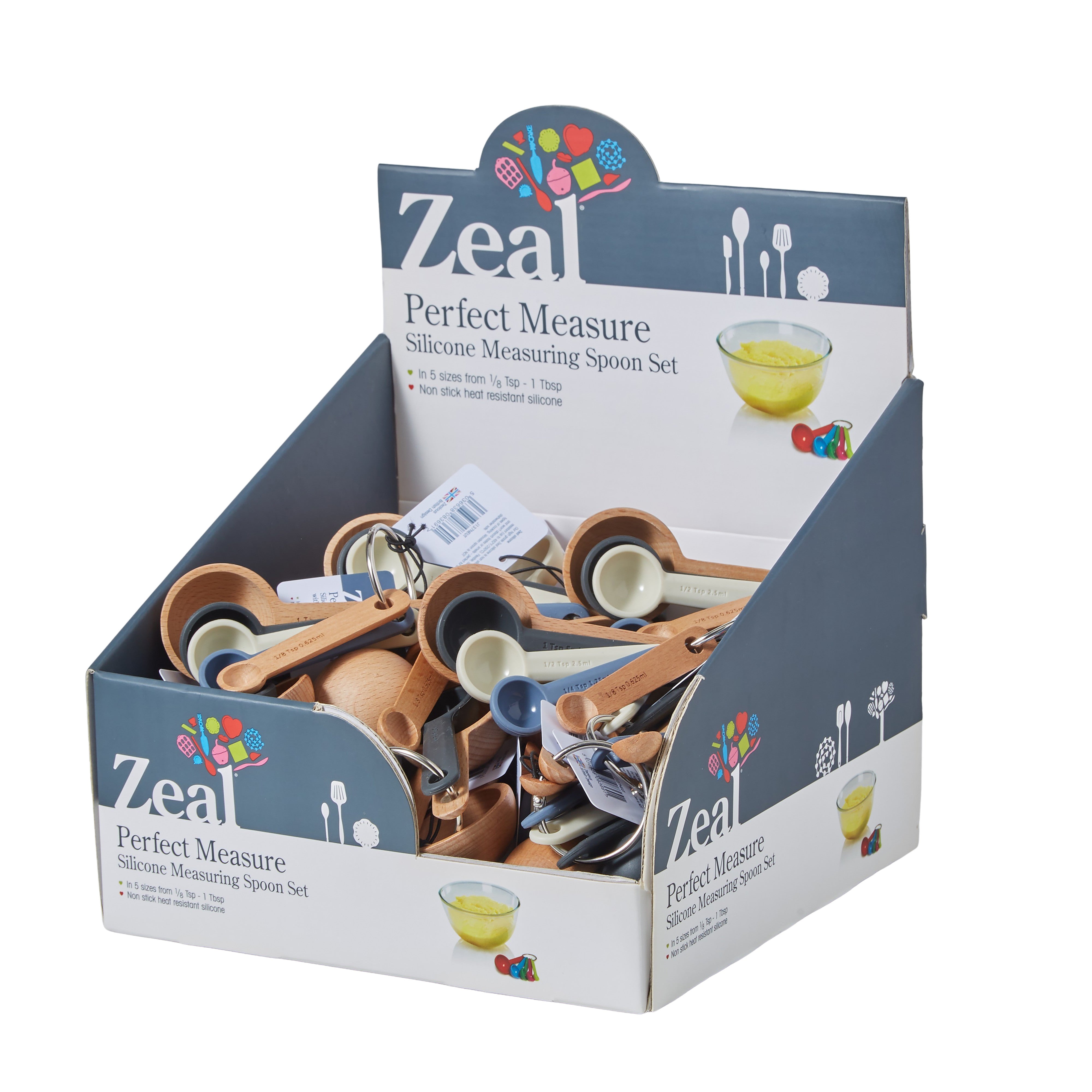 Zeal Silicone & Wood Measuring Spoon 5 Piece Cosy