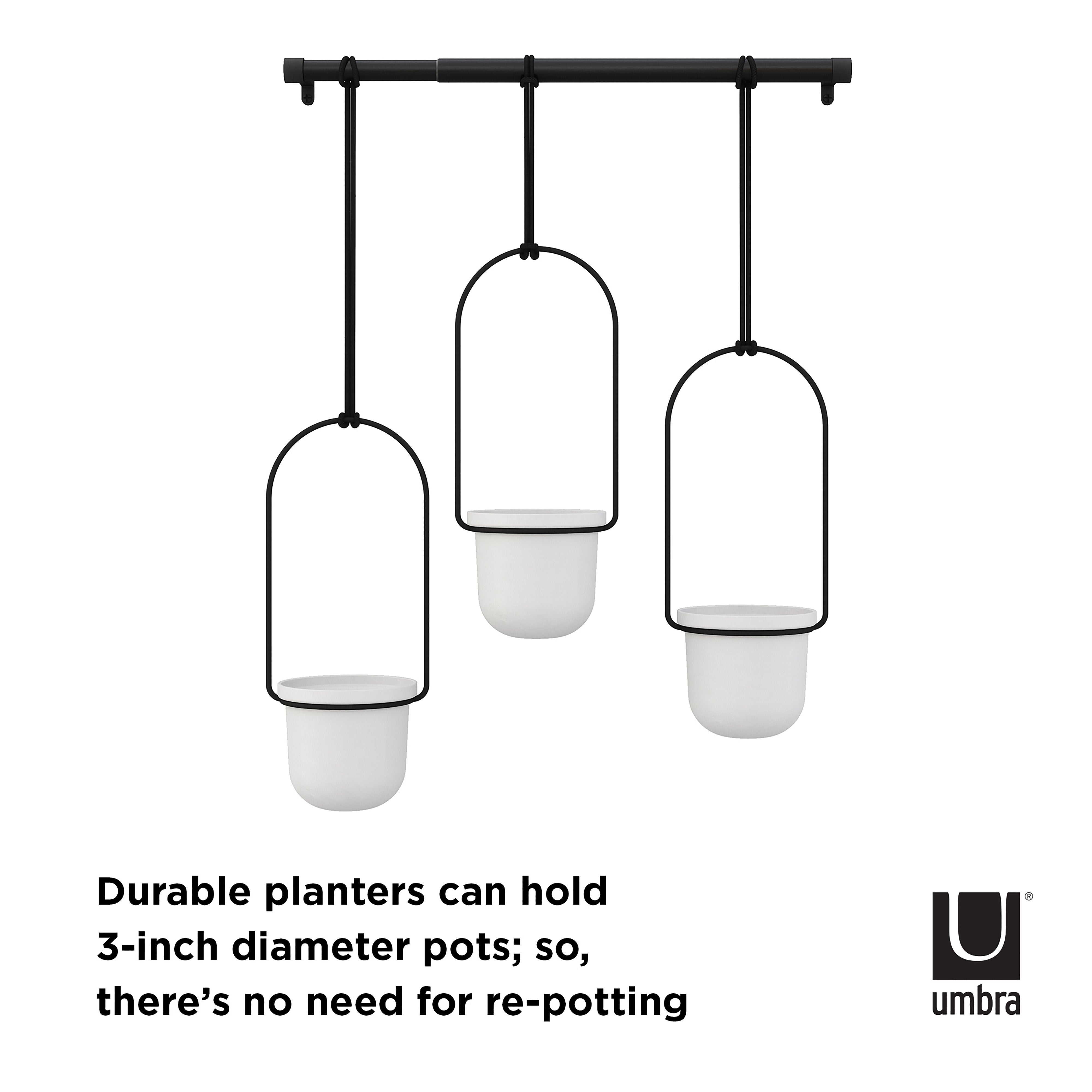Umbra Triflora Hanging Planter White & Black